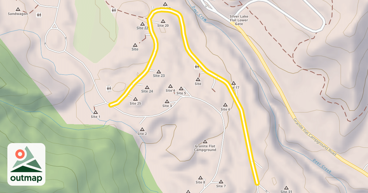 Map of Granite Flat Campground Loop A Road