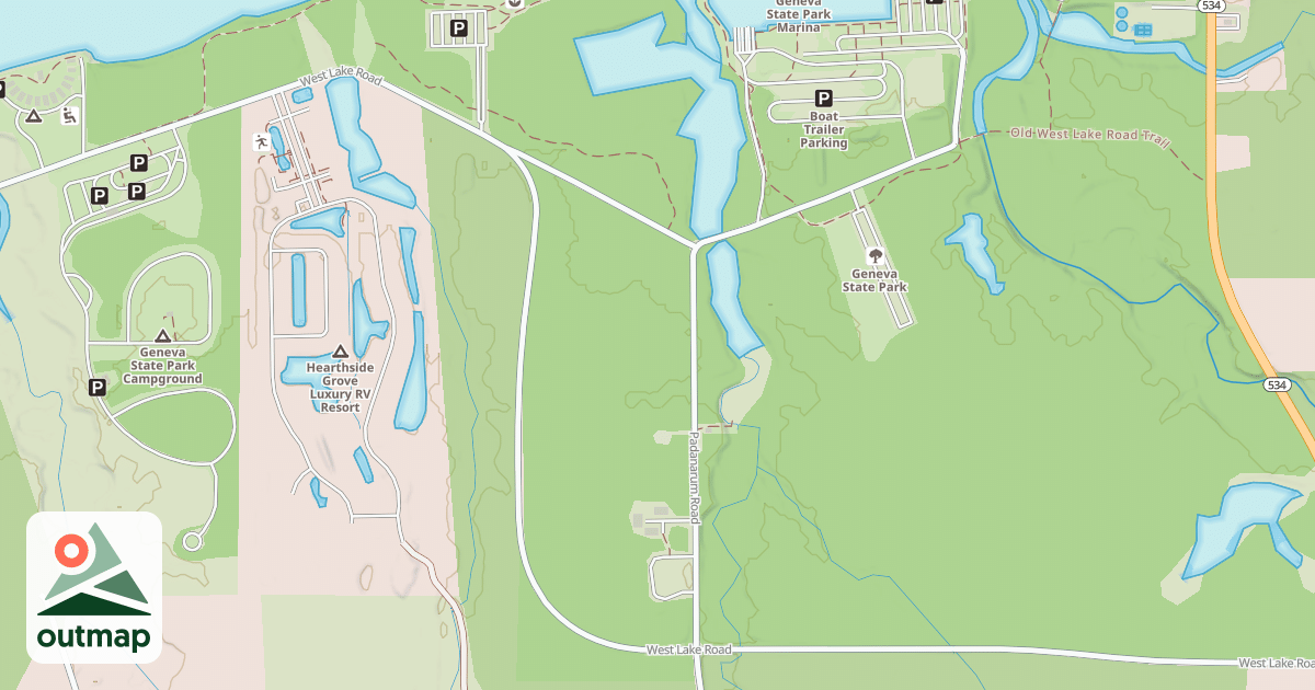 Map of Yellow (Hiking And Snowmobile)