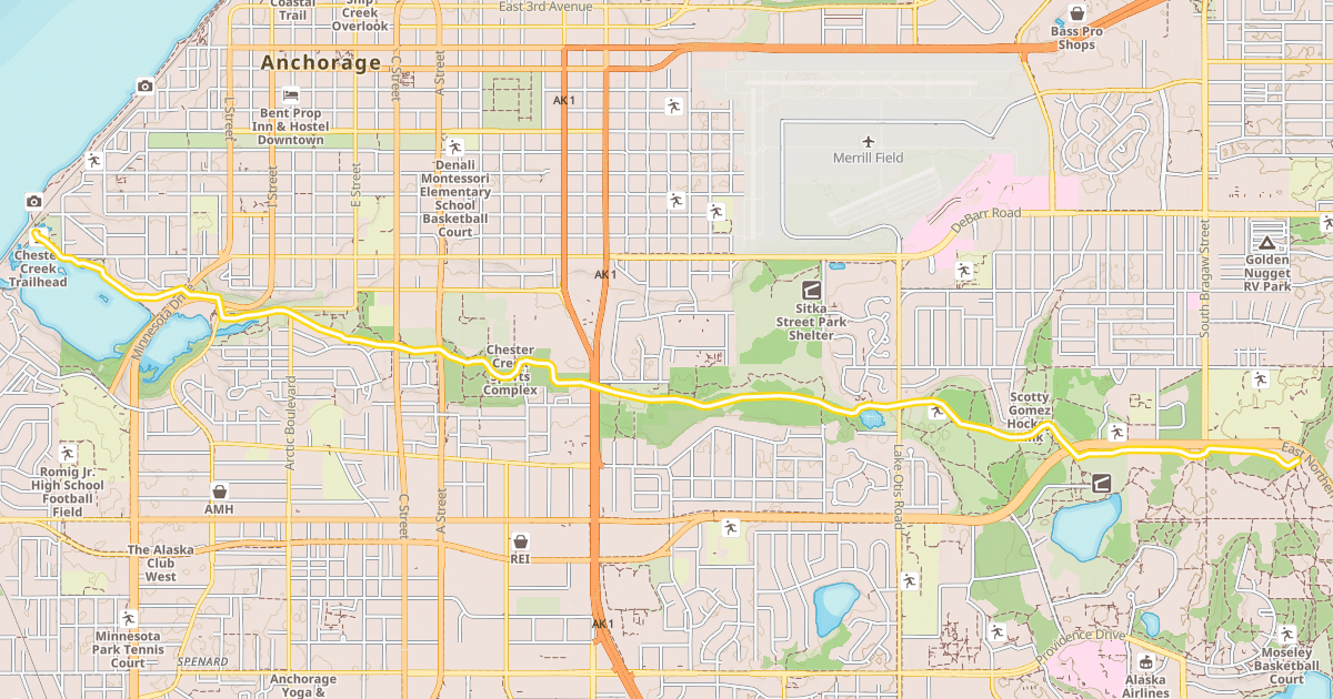 Map preview of Chester Creek Trail