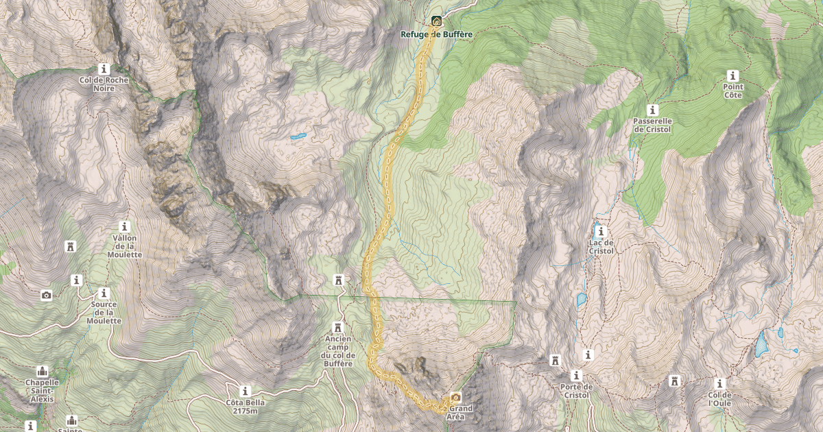 Map preview of Le Grand Area — Refuge de la Buffère