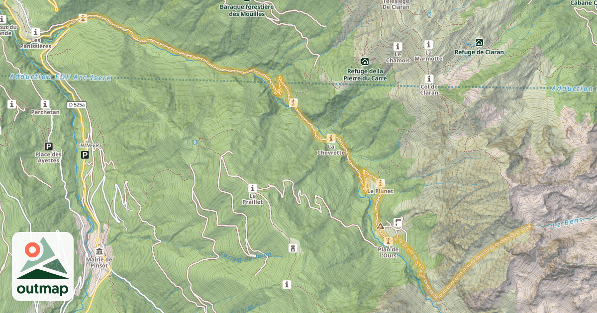 Map of Col de la Bourbière — Le Pont du Veyton