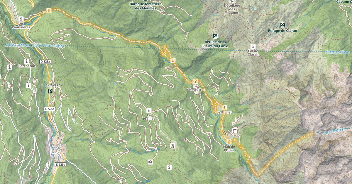 Map preview of Col de la Bourbière — Le Pont du Veyton