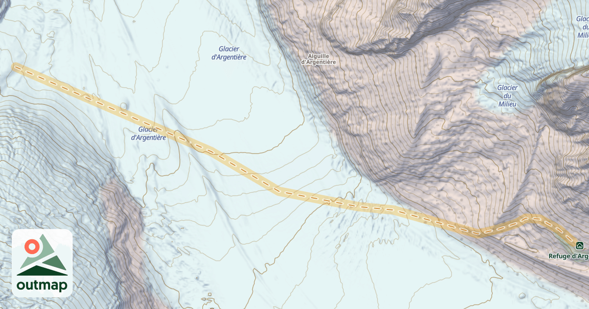 Map of Cabane Argentière Route