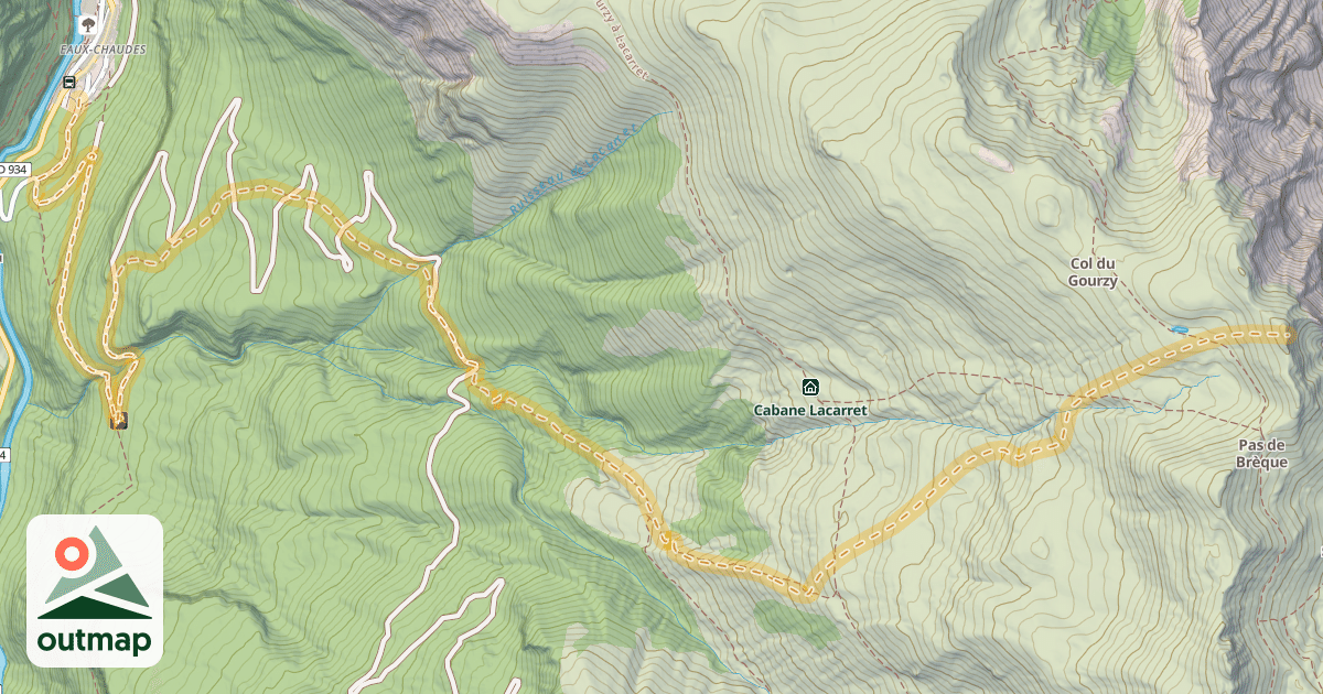 Map of Pic du Gourzy — Lac d'Estaing