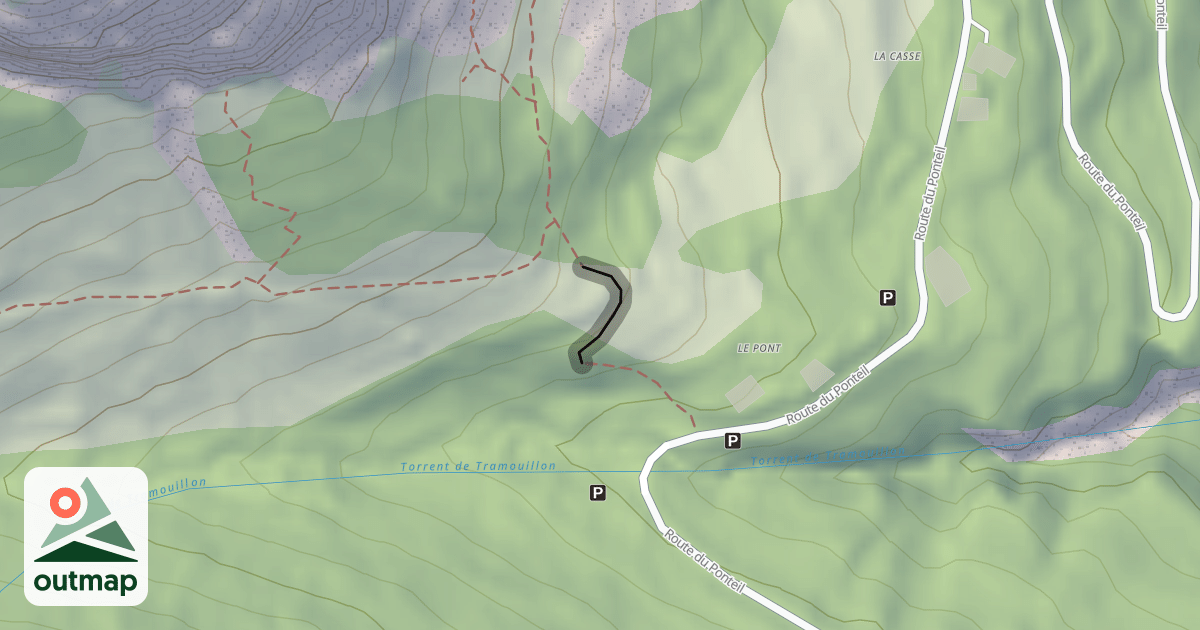 Map of Accès au Escalade de Ponteil