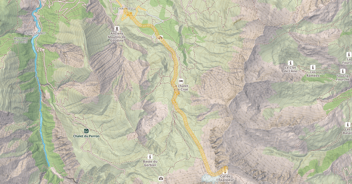 Map preview of Col de l'Épaisseur — Le Chalmieu