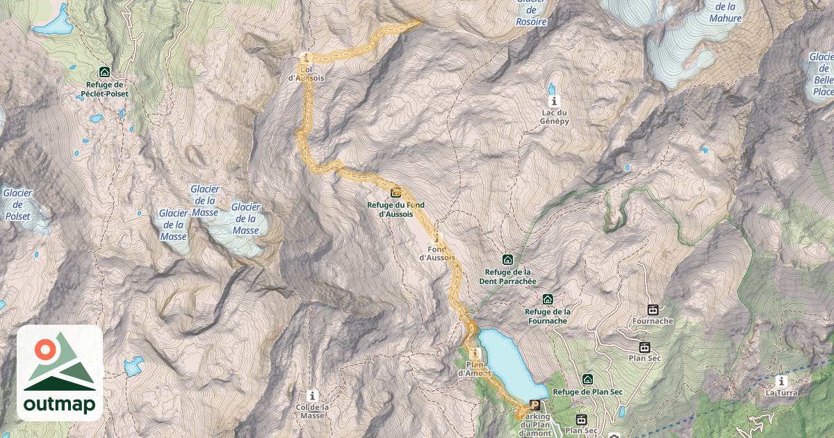 Map of La Tête d'Aussois — Aussois (Plan d'Amont)