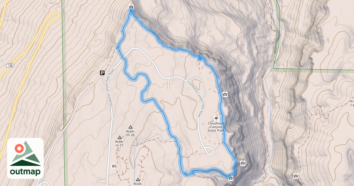 Map of West Rim Loop Trail