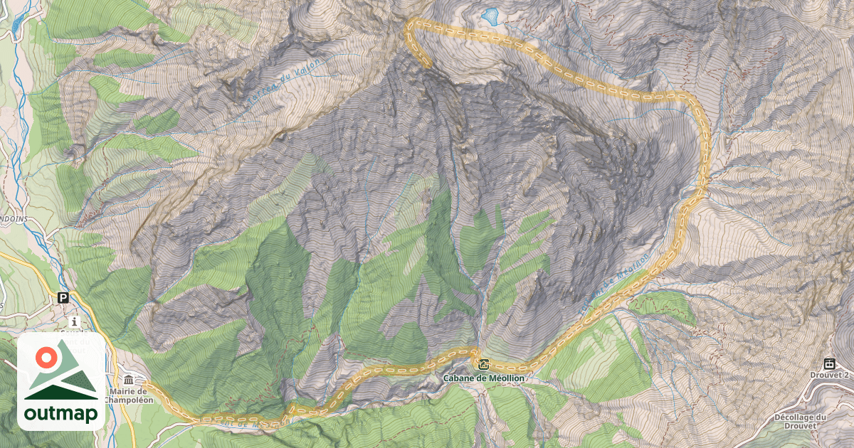 Map of Aiguille de Cédéra — Les Borels