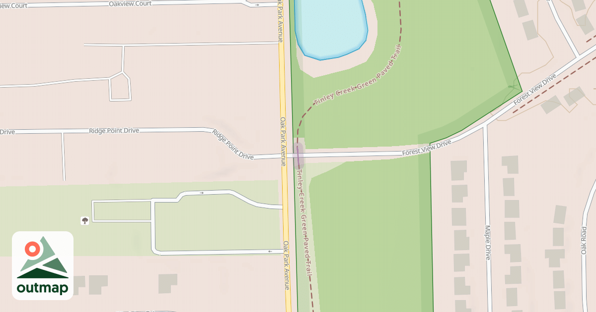 Map of Tinley Creek Green Paved Trail