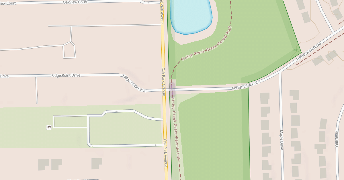 Map preview of Tinley Creek Green Paved Trail