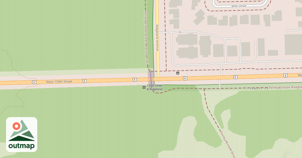 Map of Tinley Creek Green Paved Trail