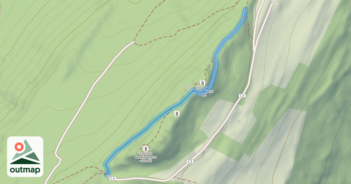 Map of Chemin des Tours de Montmayeurs