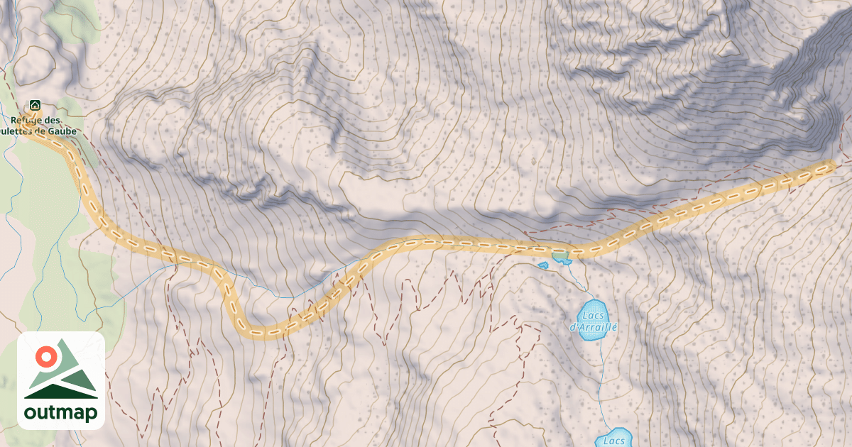 Map of Col d'Arraillé — Refuge des Oulettes de Gaube