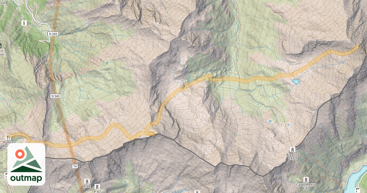 Map of Aiguille de Scolette — Télésiège du Punta Bagna