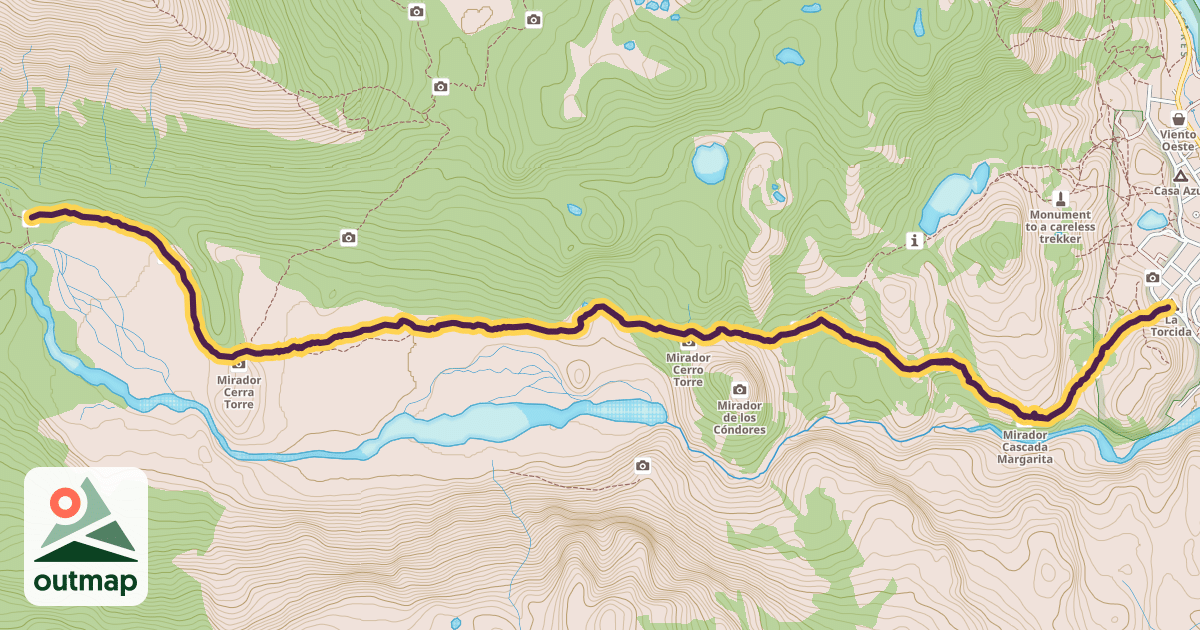 Map of Laguna Torre Trail in Lago Argentino