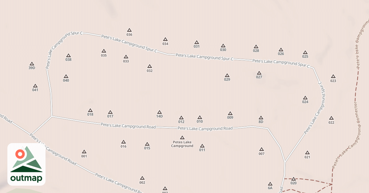 Map of PETE'S LAKE CAMPGROUND SPUR C