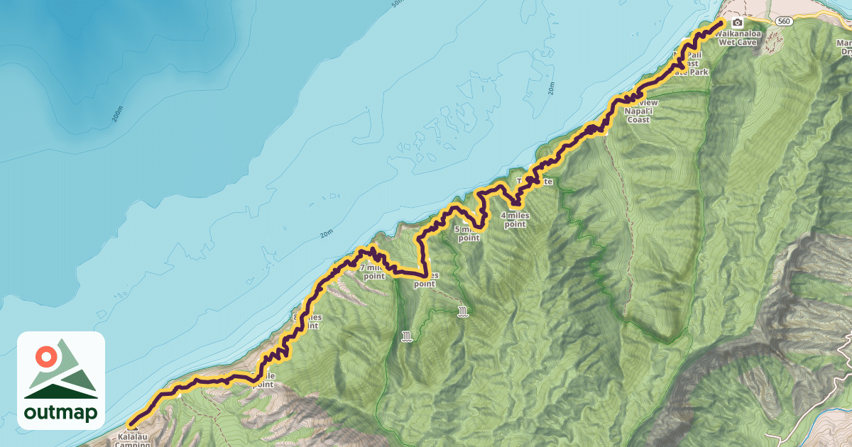 Map of Kalalau Trail