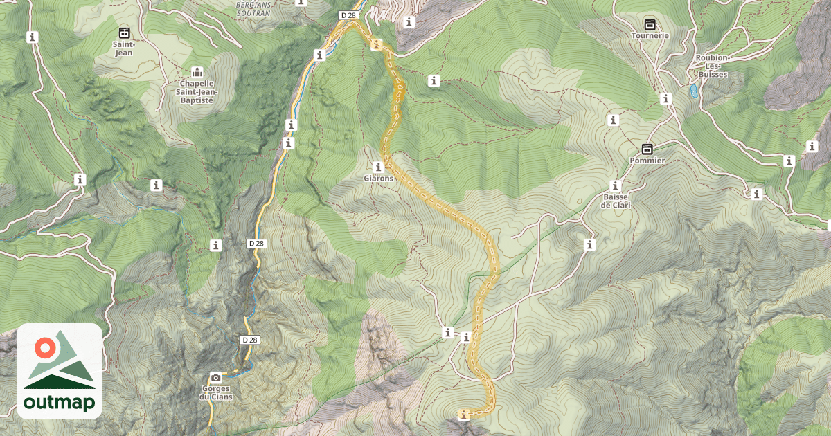 Map of Les Cluots — Pré de Chaudi