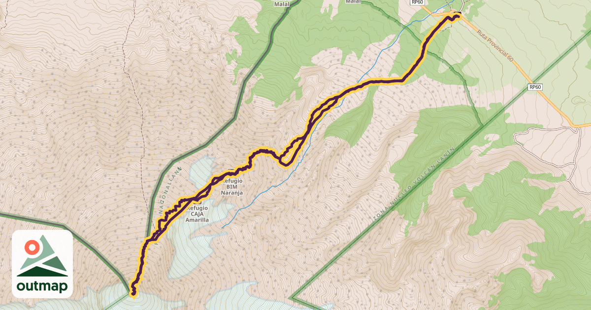 Map of Volcan Lanin Ascent