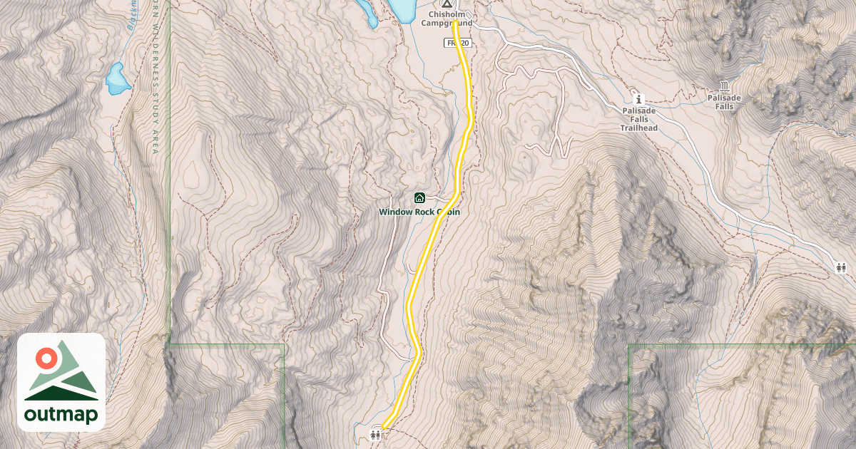 Map of Hyalite Canyon Road