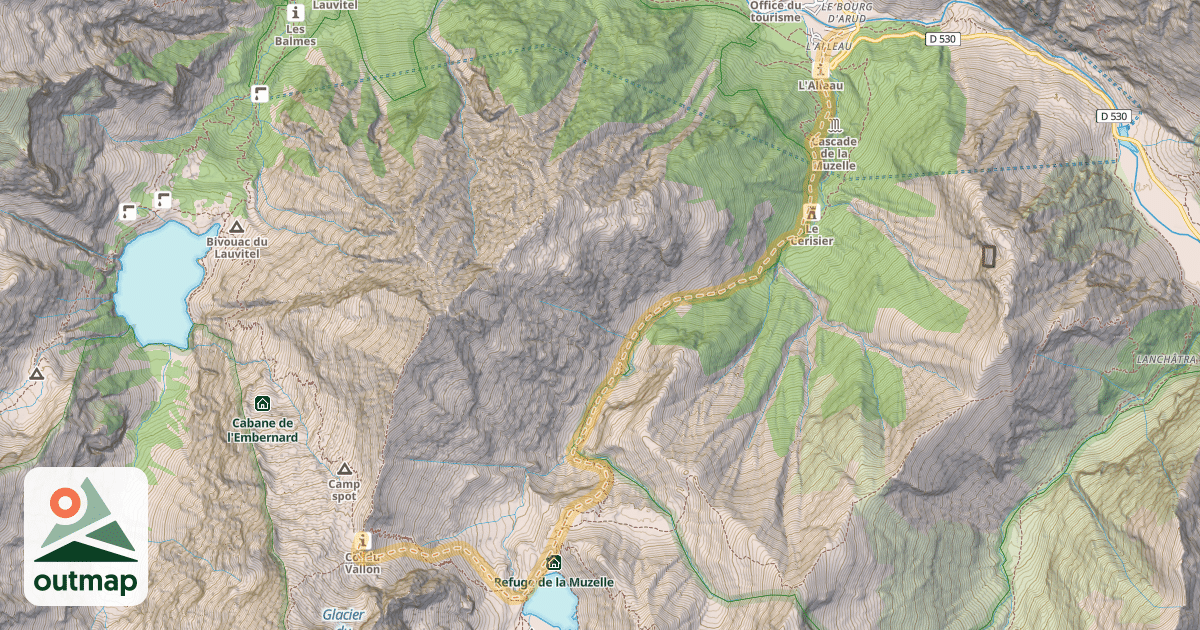 Map of Col du Vallon — Le Bourg d'Arud