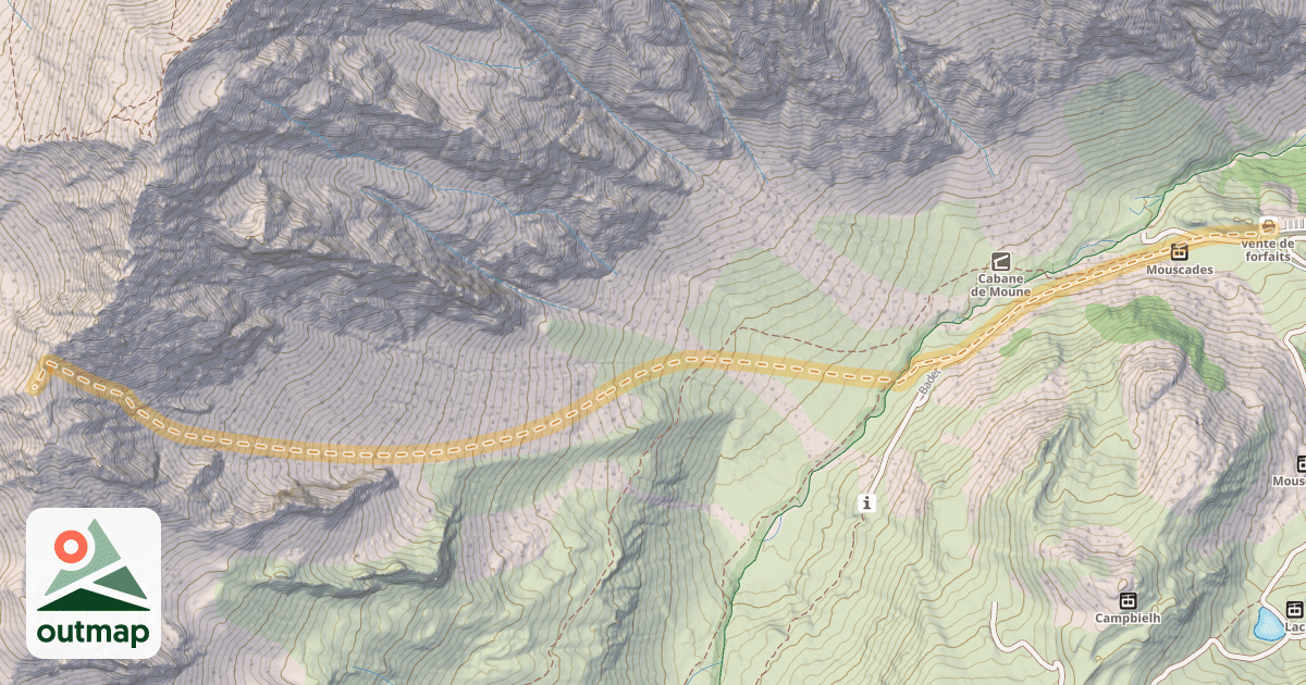 Map of Arrête de Lentilla — Piau Engaly