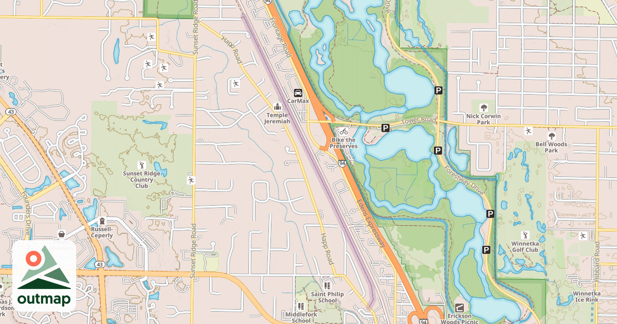 Map of East Northbrook Trail