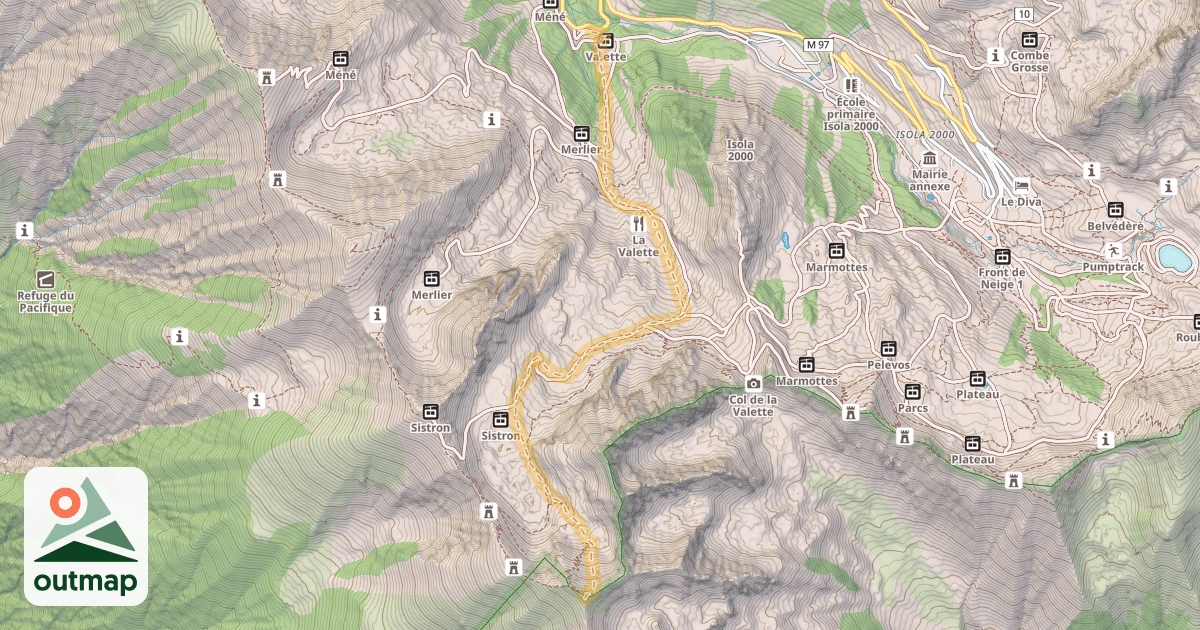 Map of Mont Saint-Sauveur — Isola 2000