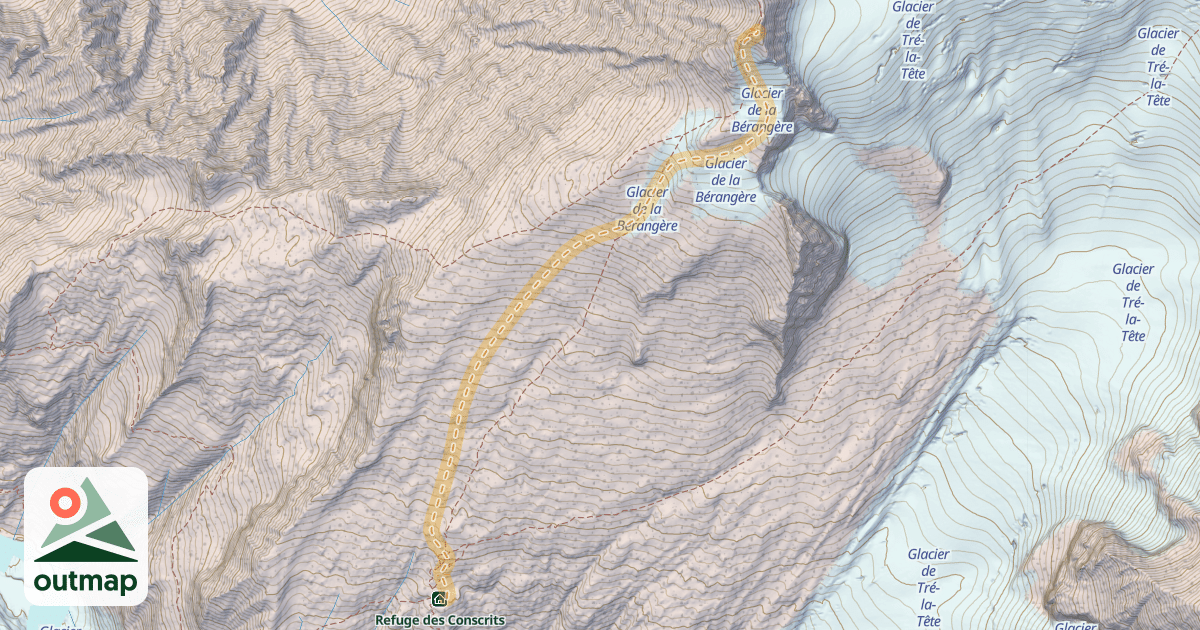 Map of Aiguille de la Bérangère — Refuge des Conscrits