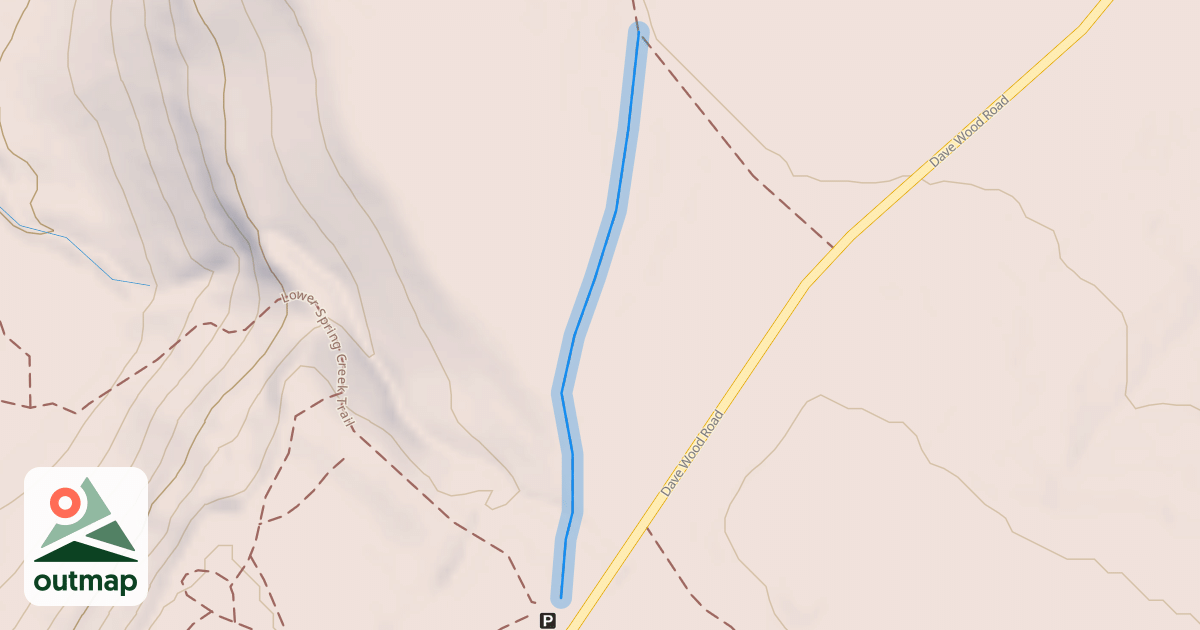 Map of Dakota Rim Connector to Lower Spring Creek Trailhead