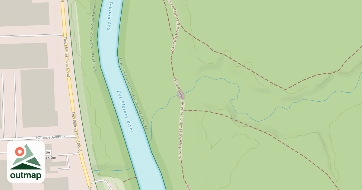 Map of Des Plaines River Trail Yellow Unpaved