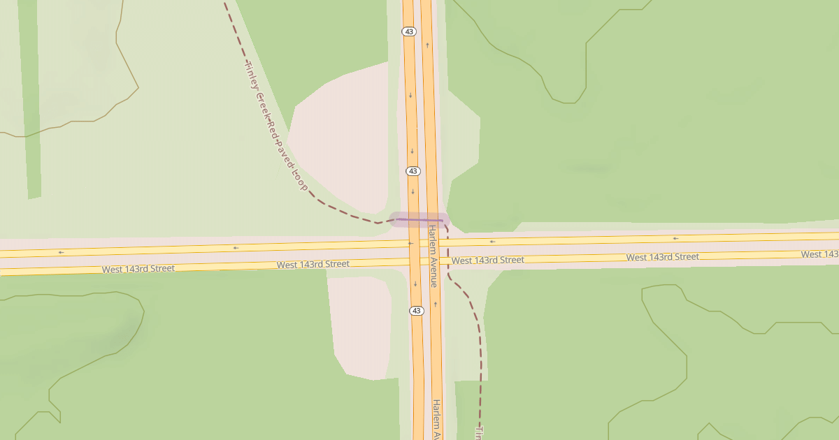 Map preview of Tinley Creek Red Paved Loop