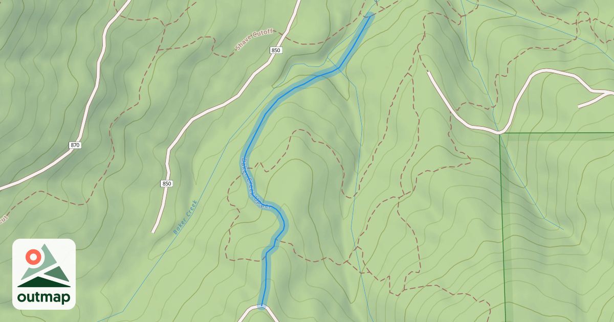 Map of Baker Creek Upper