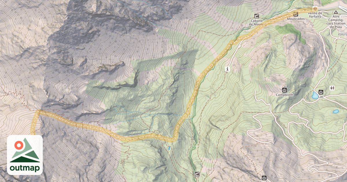 Map of Soum des Salettes ou Pic des Aguilous — Piau Engaly