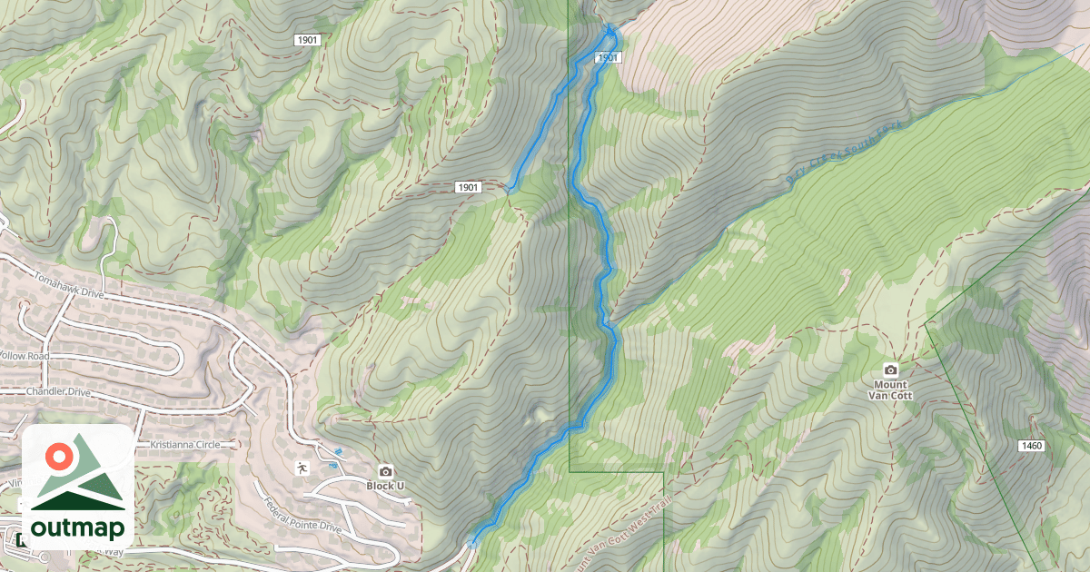 Map of Bonneville Shoreline Trail - Dry Creek Section