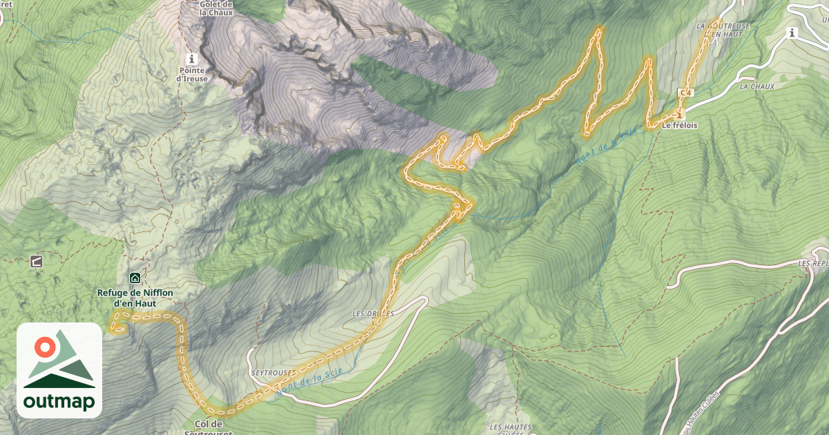 Map of Grand Rocher de Nifflon — La Goutreuse d’en Haut