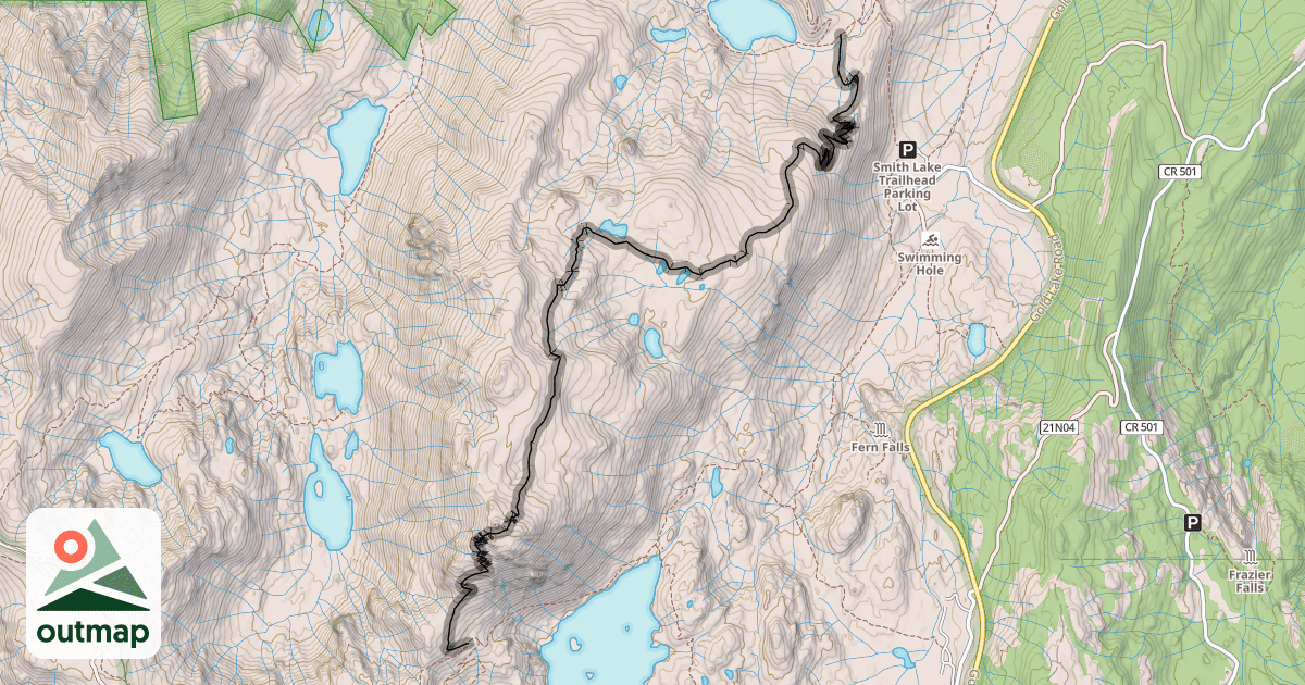 Map of Mount Elwell Peak Trail