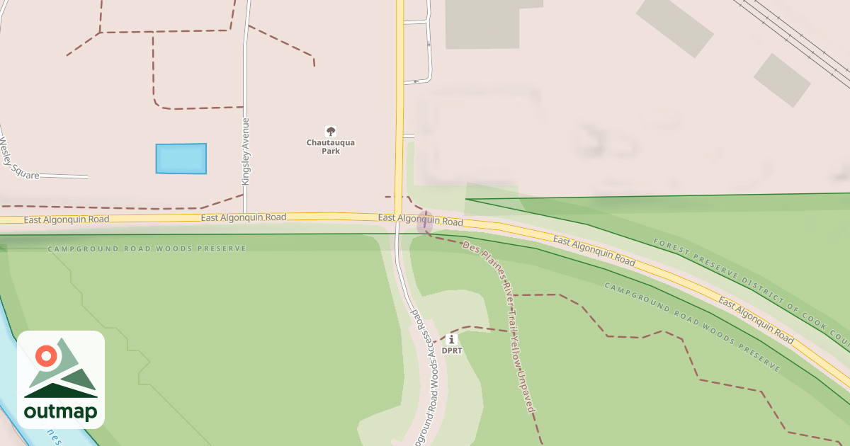 Map of Des Plaines River Trail Yellow Unpaved