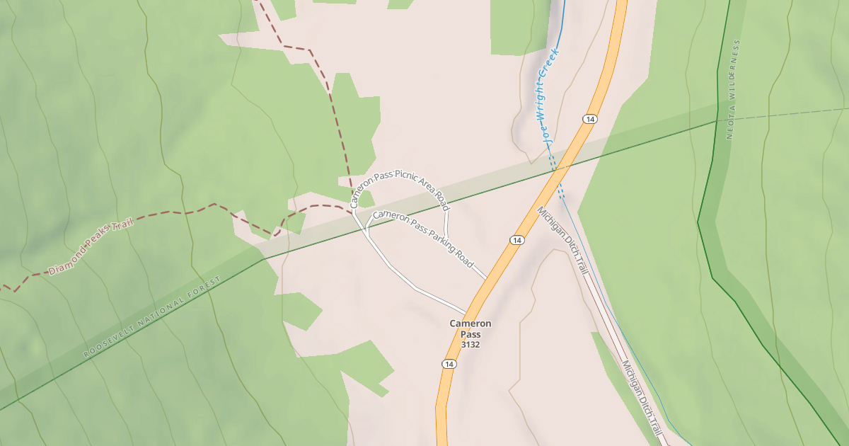 Map preview of CAMERON PASS PICNIC AREA
