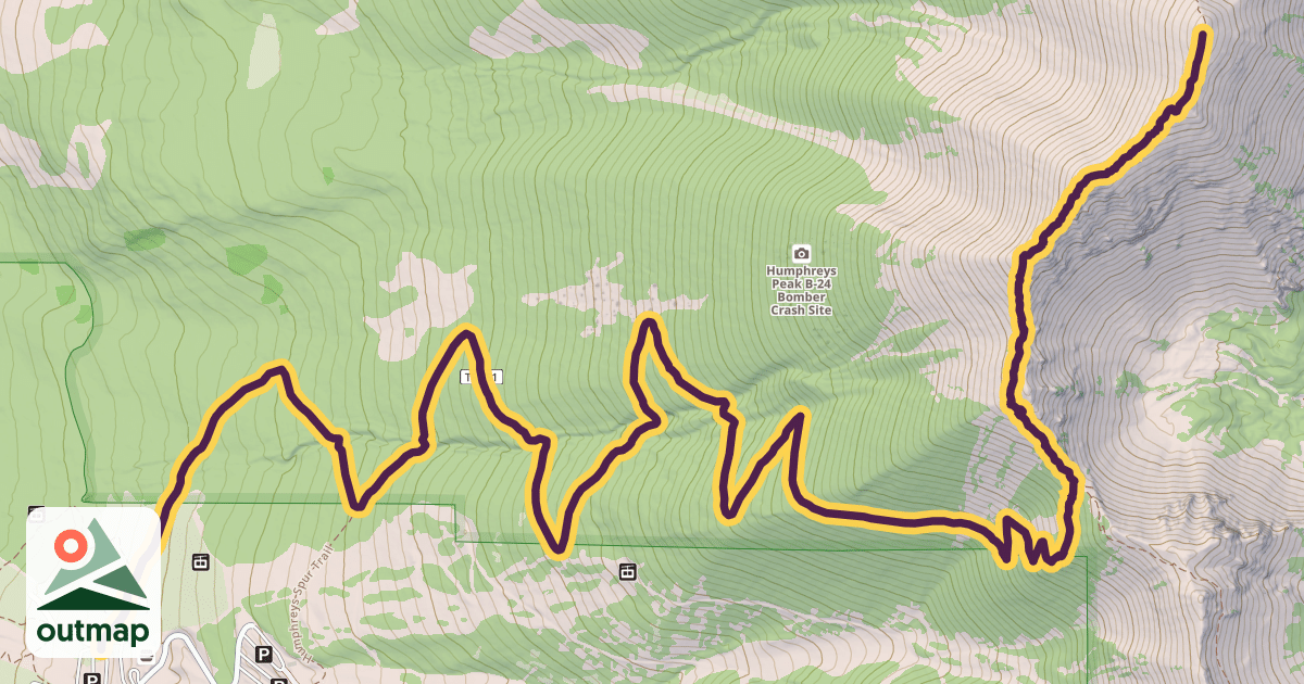 Map of Humphreys Peak Trail