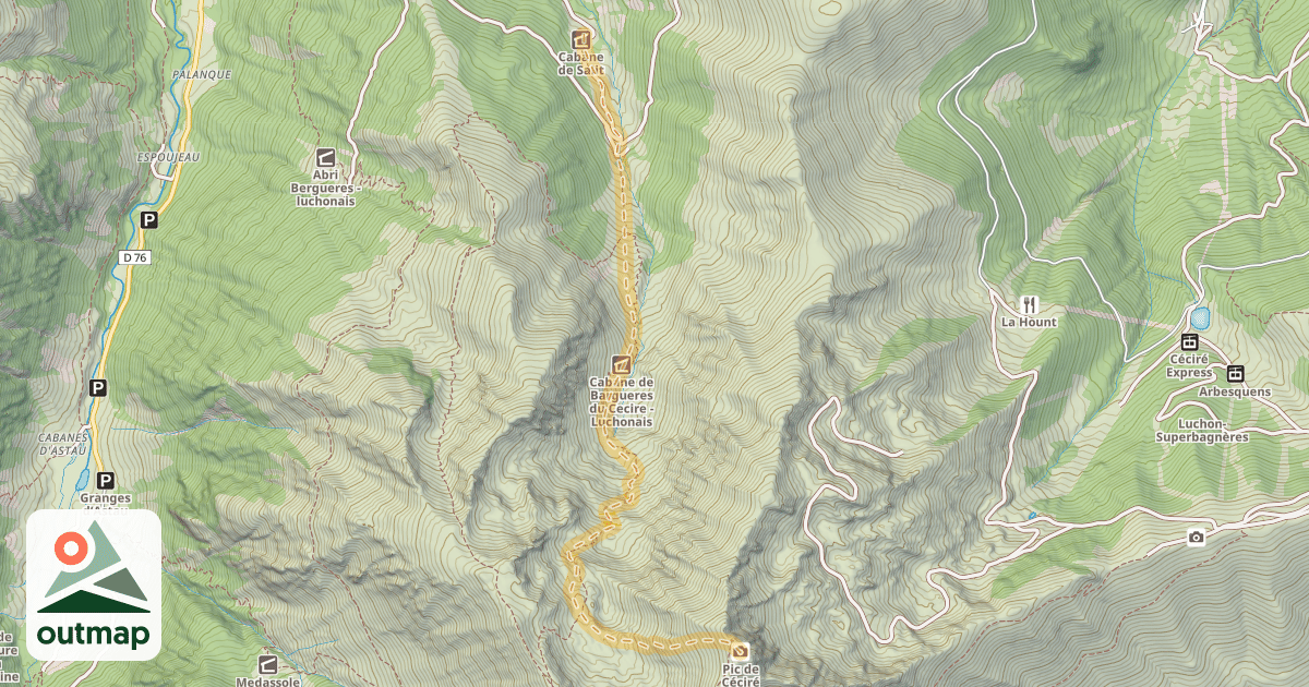 Map of Pic de Céciré — Cabane de Salit