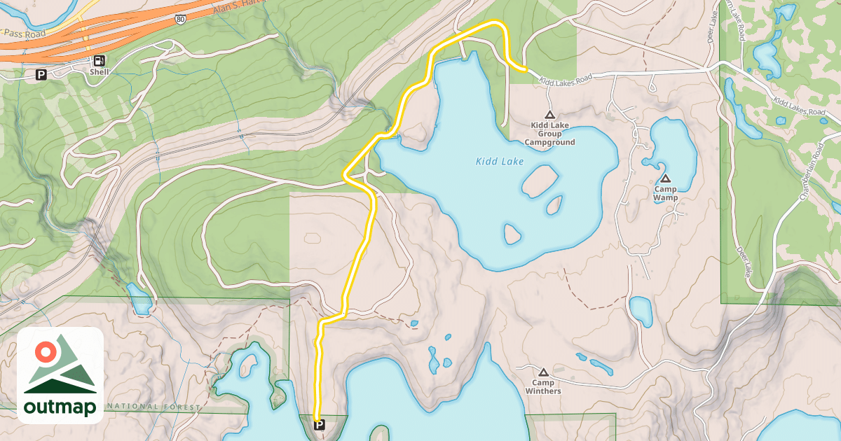 Map of Kidd Lakes Road