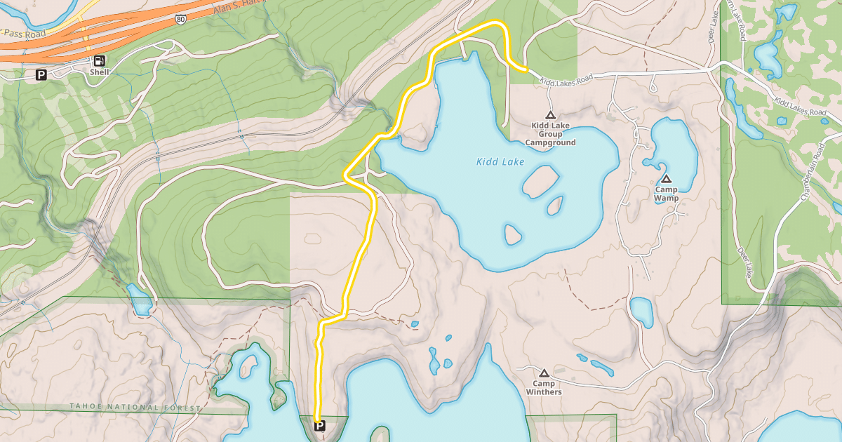 Map preview of Kidd Lakes Road