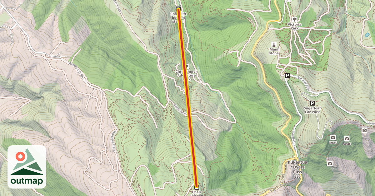 Map of Christchurch Adventure Park Chairlift