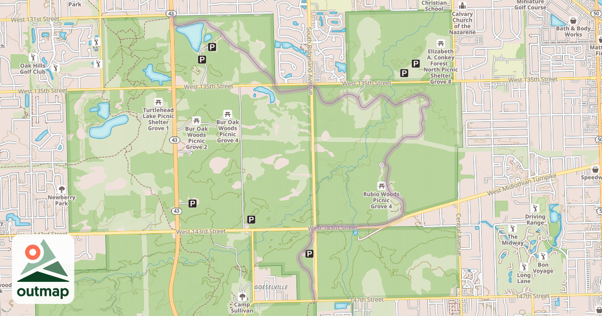 Map of Tinley Creek Red Paved Loop