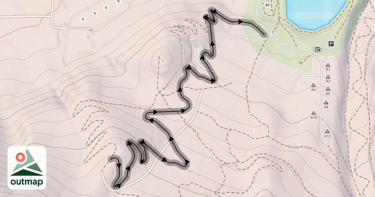 Map of Red Knoll Run Downhill Trail