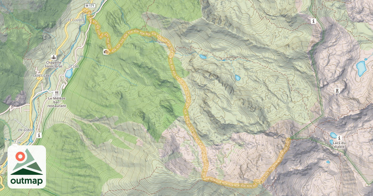 Map of Cime du Diable — Pont des Sagnes
