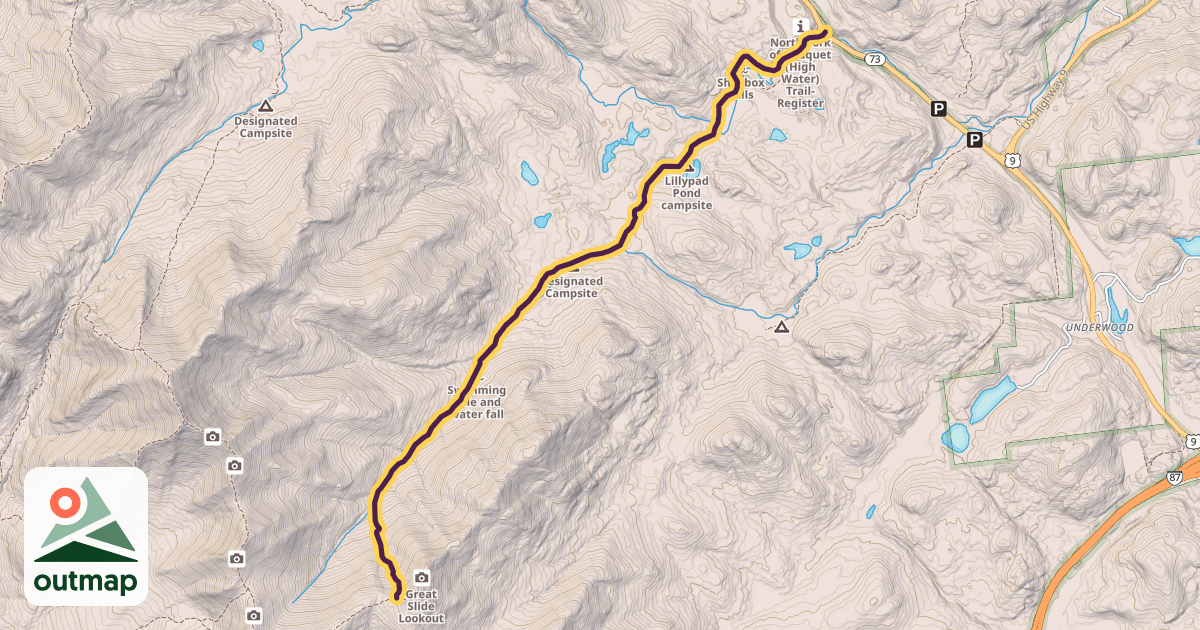 Map of Boquet Forks Trail