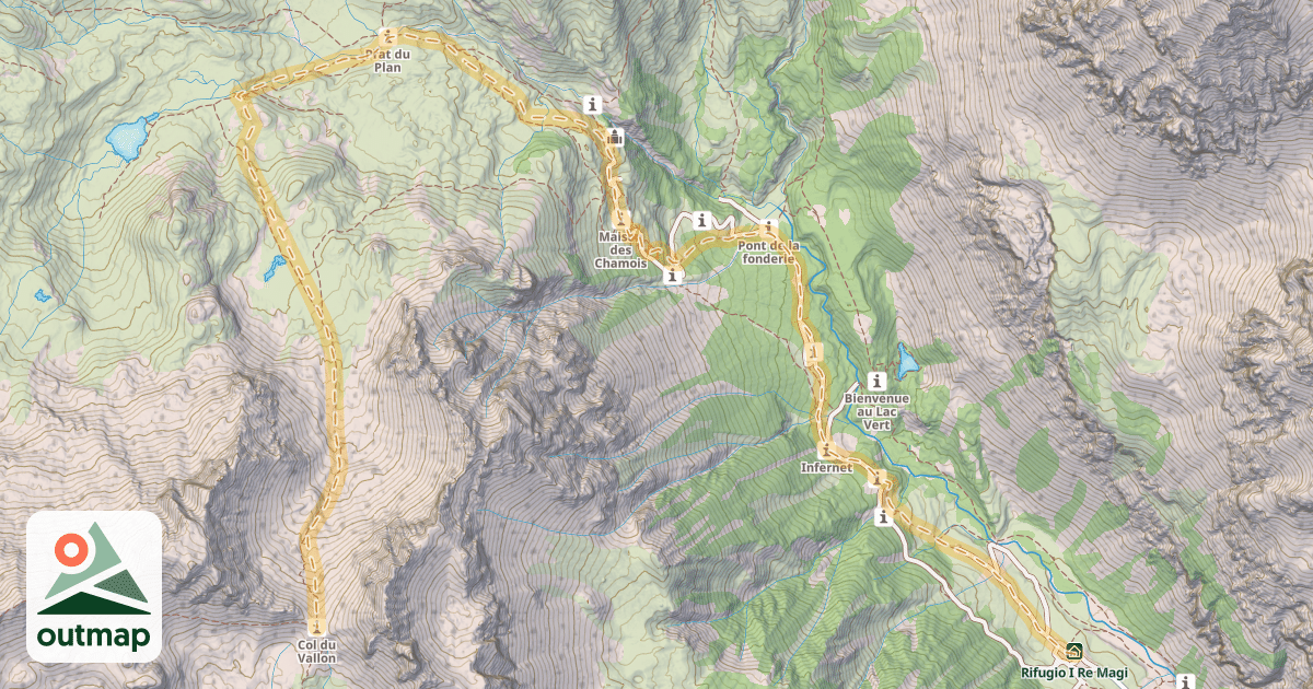 Map of Col du Vallon — Refuge de la Vallée Étroite